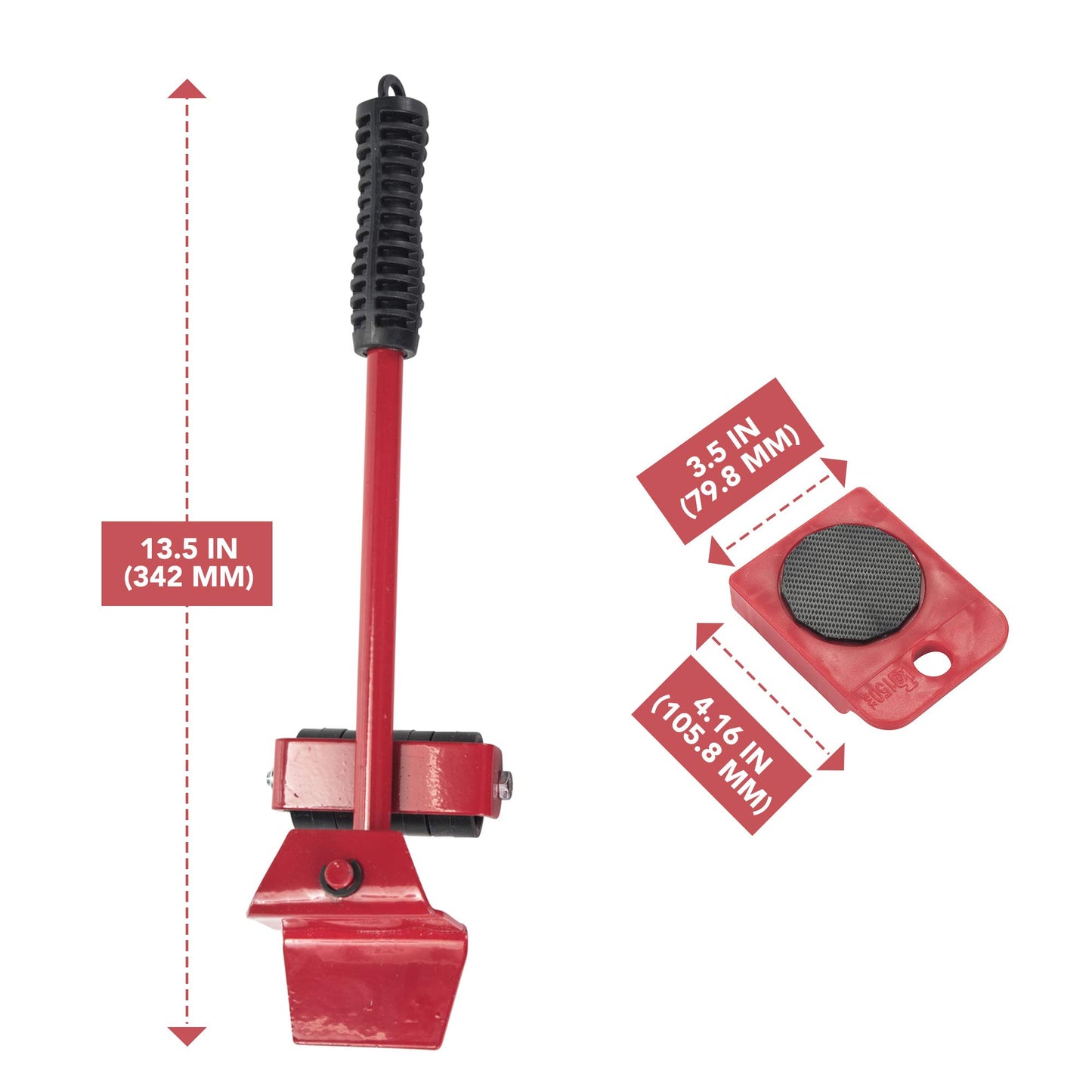 Primo Supply AJB Furniture Appliances Mover Glider Lifter Slider Roller Logistics Helper Tool Set System - Heavy Duty and Durable | Make Moving Rearranging Safe Convenient and Easy, Red