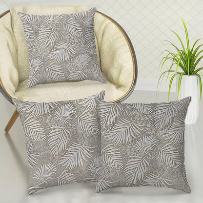 INTEX HOME Cushion Covers, Analia Floral Design, Premium Linen Velvet Fabric, Wrinkle-Resistant and Ultra-Soft, 40×40 cm, Set of 3, Grey, Decorative Pillow Covers for Sofas and Bedroom Décor