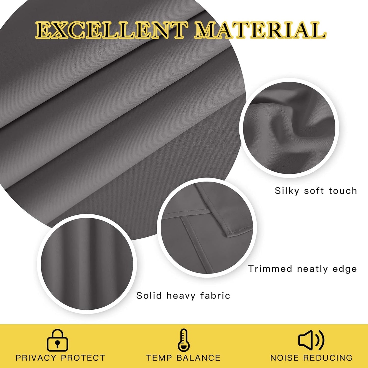 INtex CURTAINS HOUSE Blackout Curtains - Soft Peachy Texture Thermal Insulating Curtains-Silver Steel Grommets Blackout For Living Rooms And Bedrooms - Single Panel 135W X 230L CM Black