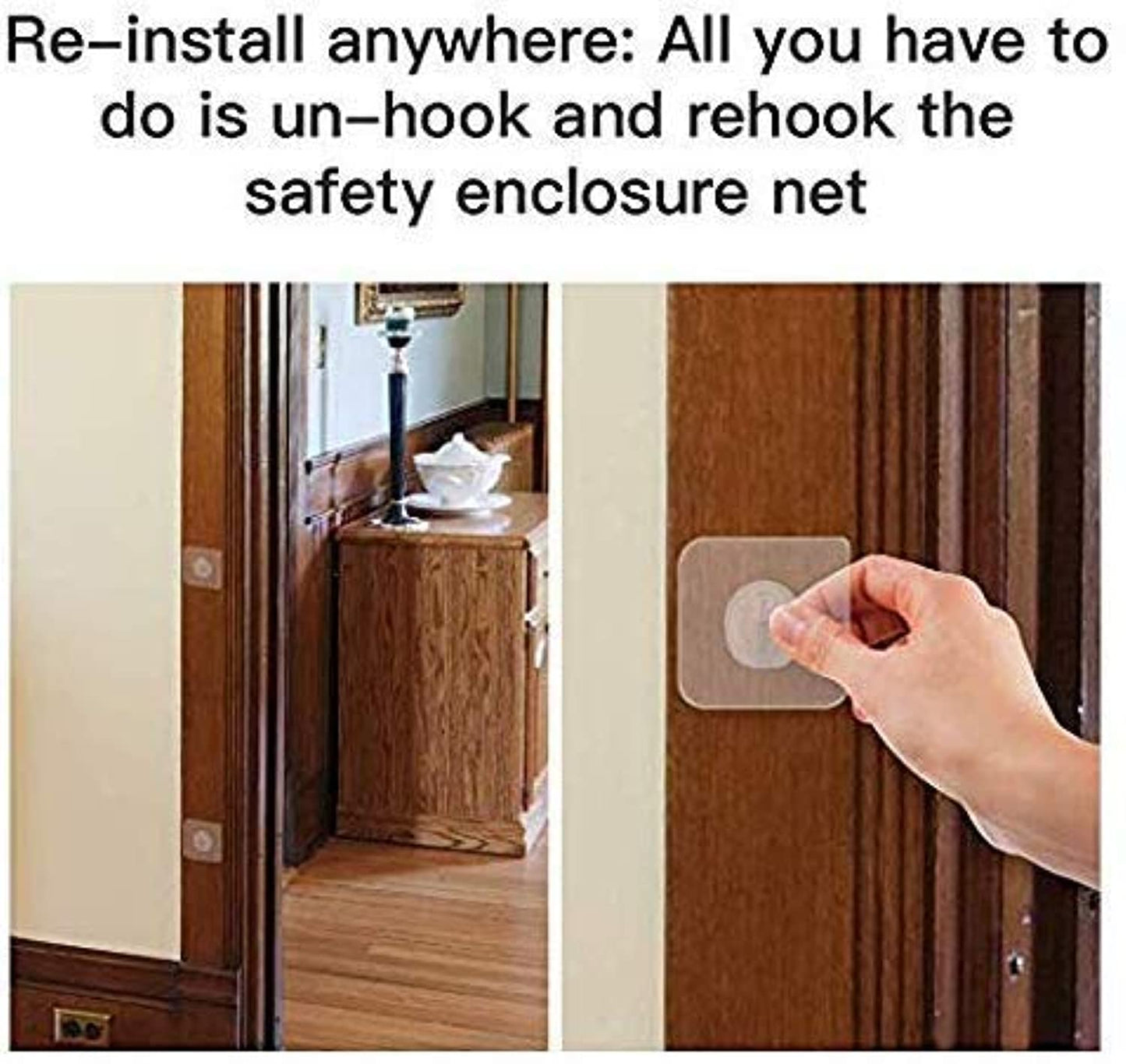 YEYUNTO Magic pet gate, mesh dog gate, puppy gates and baby gate, portable folding baby/dog safety fence enclosure easy install anywhere, 30'' x 39'', 8 hooks