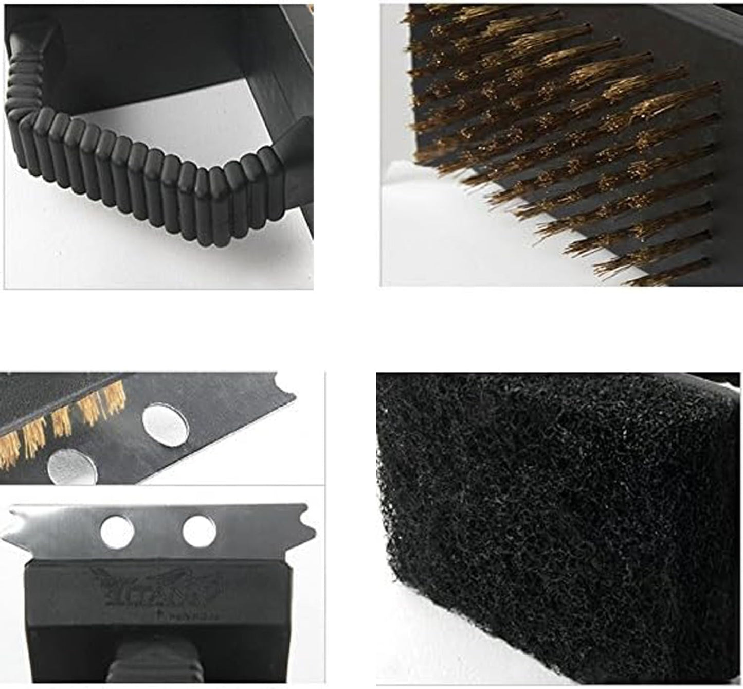 LLJJLXZCD 3-in-1 Barbecue Cleaning Assistant, Stainless Steel Scraper, Brass Wire Brush, Sponge, Silver, 2-Pack, Grill Brush, Grill Cleaning, CLEANING_BRUSH