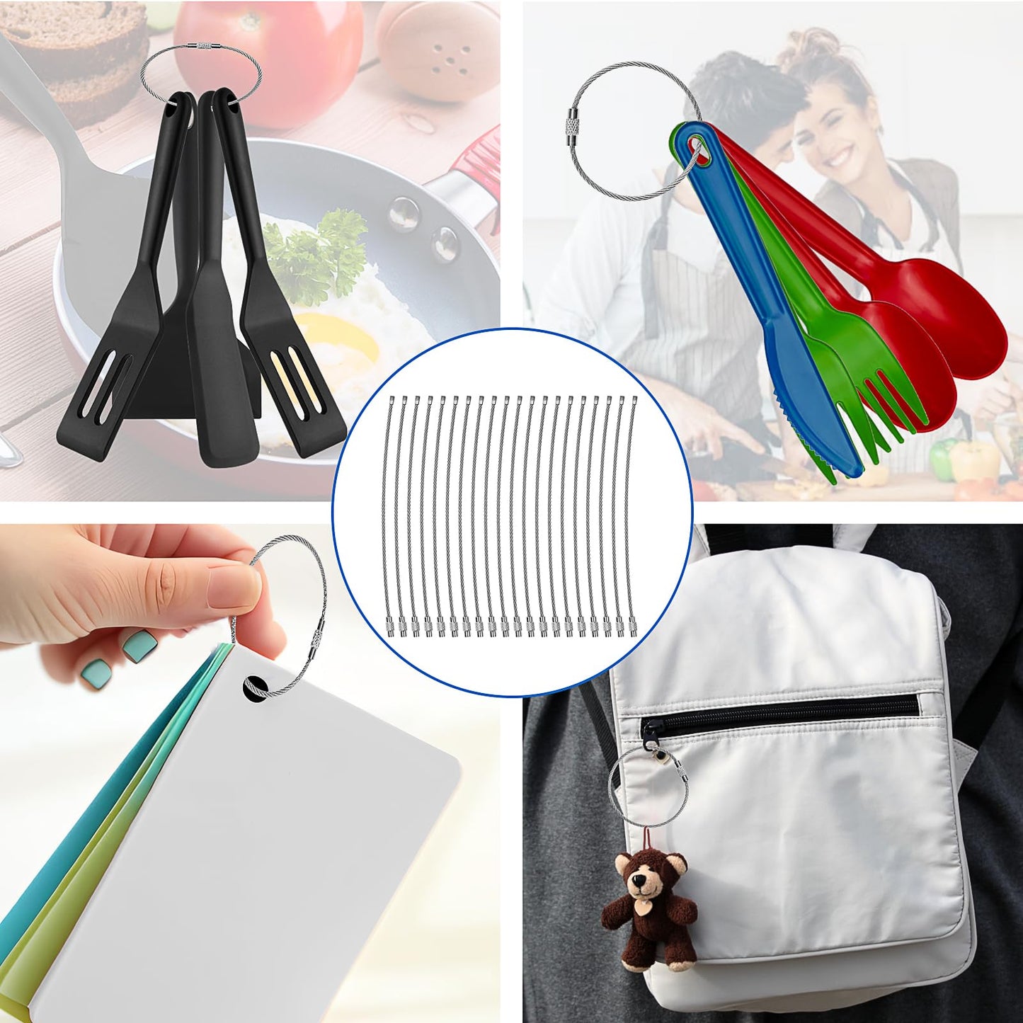 20PCS Key Chain Rings 5.9in Keyring Stainless Metal Rings 2mm Heavy Duty Key Ring for Crafts Key Ring for Hanging Luggage Tag, Keyrings and Id Tag Keepers(Silber)