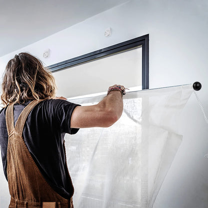 UOCAI Pack of 8 Transparent Self-Adhesive Curtain Rod Holders, No Drilling, Wall Mount, ABS Frame, Stainless Steel Finish