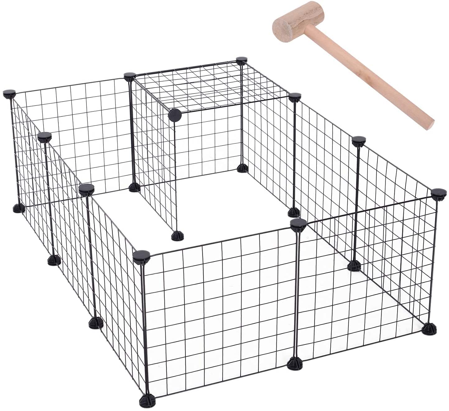 Metal Rabbit Cage (12 Count) - Easy Assembly - Black - 35cm x 35cm x 35cm