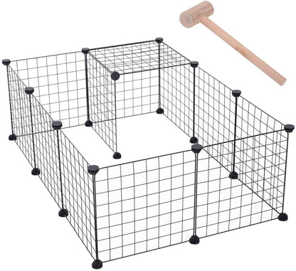 Metal Rabbit Cage (12 Count) - Easy Assembly - Black - 35cm x 35cm x 35cm