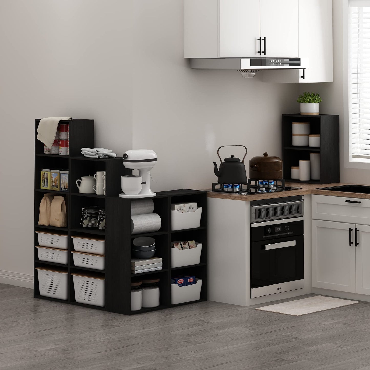 4-Tier Bookcase, Modern Bookshelf and Storage Organizer in Blackwood Finish, Tall and Simple Design for Home, Office, or Living Room, Easy Assembly Furniture