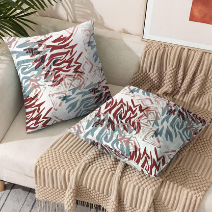 INtex CURTAINS HOUSE Printed Linen Velvet Cushion Covers, Throw Pillow Covers, Maria's Pattern Design, Decorative Pillow Covers, Set Of 2 Pieces Café x Brown 30W x 30L CM