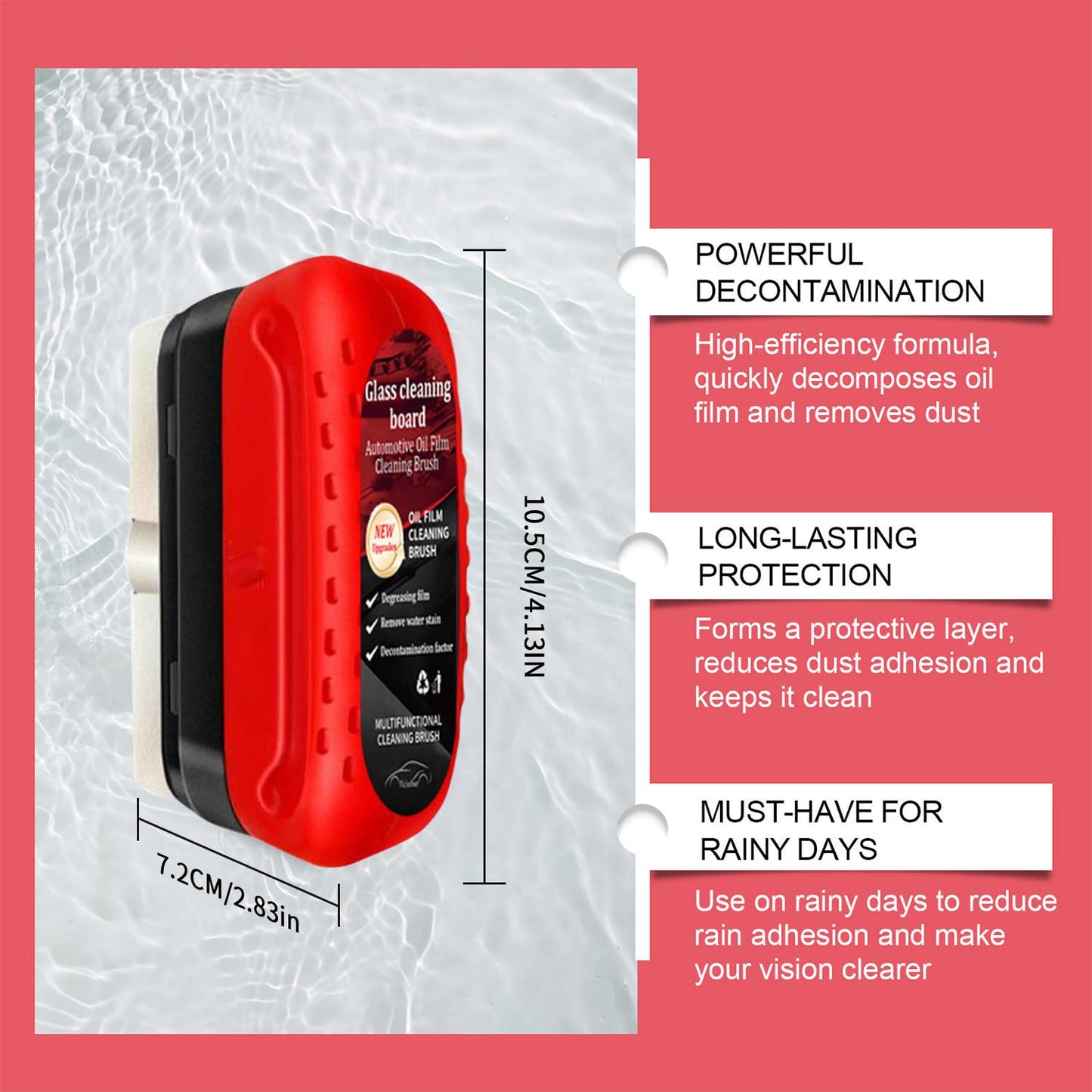 OMIRA (3PCS) Automotive Oil Film Cleaning Brush,Car Window Cleaner, Glass Cleaning Board,Glass Coating for Windshield,Fog Cleaning Glass Brush, Improve Clarity and Visibility