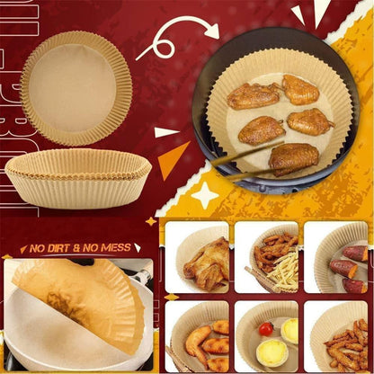 Air Fryer Disposable Paper Liner Large Size 7.9 inch (100Pcs) Air Fryer Parchment Paper 50pcs Non-Stick Air Fryer Liners Baking Paper Oil-proof, Water-proof for Baking Roasting Microwave Cooking