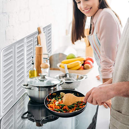 COOLBABY 2 Pcs Gas Stove Protector, 3 Sides Oil Splash Guard, Non Stick Aluminum Folding Cooking Oil Splash Guard for Cooking, Silver