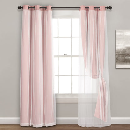 Voile Sheer Panel Pair with Insulated Blackout Room Dark,Rich steel Grommet, Set of 1 Panel
