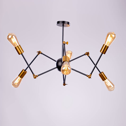 Nagafa Shop Modern spider pendant light, black in gold aluminum 6 bulb