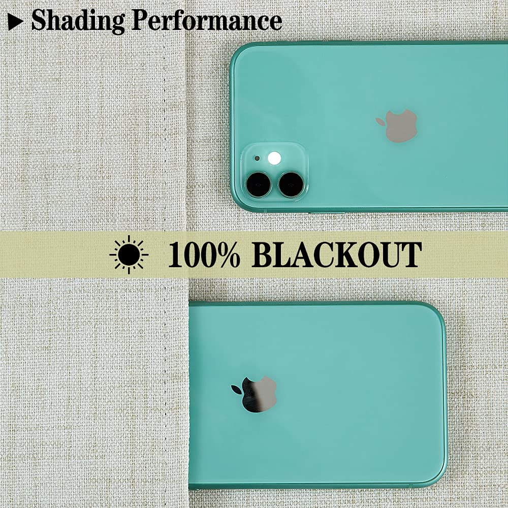 INtex CURTAINS HOUSE Linen Blackout curtains - 100% Blackout - sun zero - Fully Darkness for Room - thermal insulated fabric - silver steel Grommets - 1 Piece 150W X 260L CM Off White-Natural