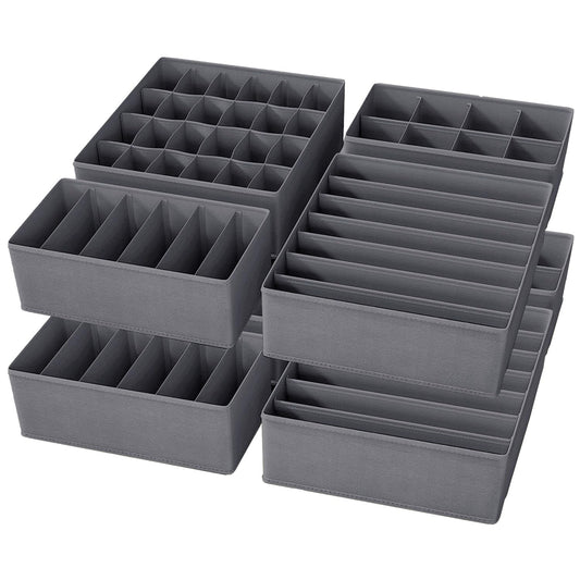 Yucch 8 Pcs Wardrobe Clothes Organizer,Foldable Storage Boxes,Fabric Drawer Organizer Boxes,Drawer Storage Organizer Boxes Dividers for Underwear,Socks,Ties