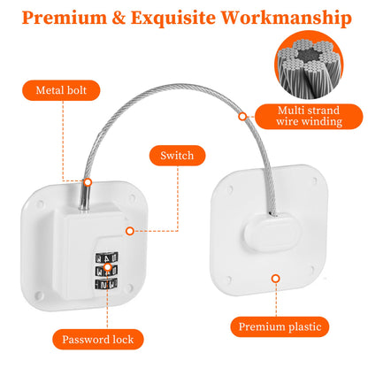 WUISOLQP 2 Pcs Password Fridge Lock, Children Safety Refrigerator Door Lock, Fridge Lock, Cupboard Lock with 3M Strong Adhesive for Drawer Fridge Freezer Cupboard