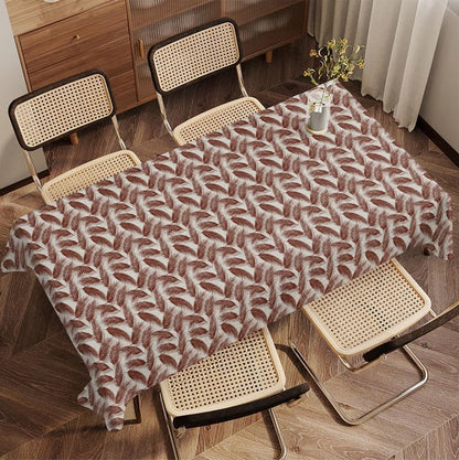 INTEX HOME Linen Velvet Table Cloth, Bella Leaf Pattern, Premium Soft Fabric, 130W×130L CM, Turquoise, Elegant Dining and Living Room Decor, Durable Protection for Daily Use and Special Occasions