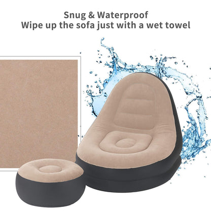 EchoSmile Inflatable Leisure Sofa, Family Inflatable Lazy Sofa, Folding Lounger Sofa with Inflatable Foot Cushion