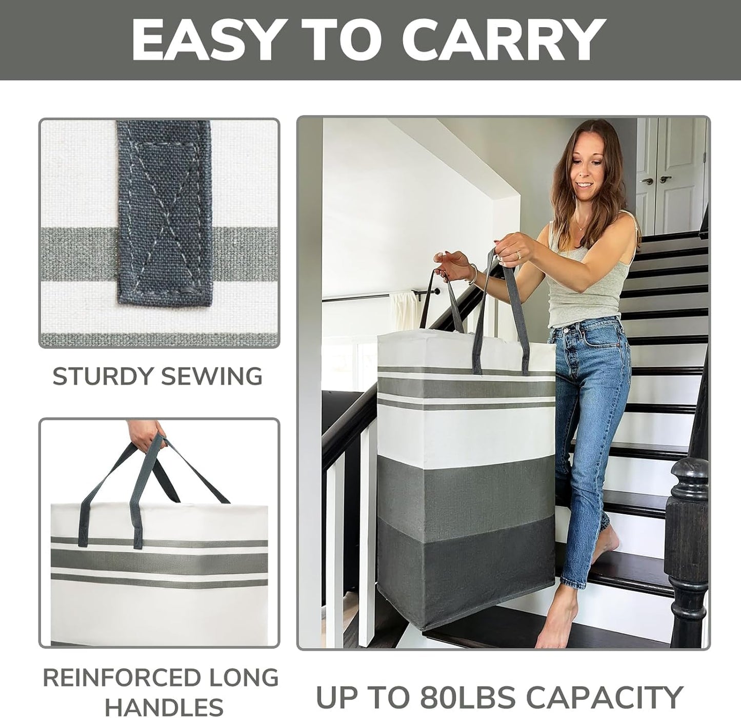 Dirty Clothes Hamper Big Laundry Baskets with Handles, Collapsible Laundry Hampers for Bedroom, Extra Large Hamper Basket Bin for Living Room (2pcs)