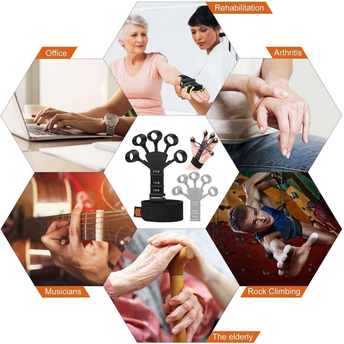 2 PCS Hand grip enhancer: adjustable finger exerciser and finger stretcher; rock climbing grip strength trainer to relieve arthritis 2023 New Finger Flexion Extension Training (BLACK)