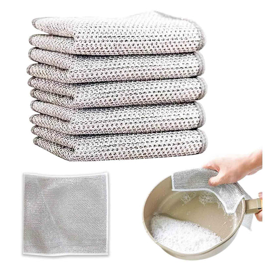 beidaiby 5 Count Multipurpose Wire Dishwashing Rags for Wet and Dry,Powerful Cleaning Effect Wire Rags,Reusable Kitchen Cleaning Metal Dishwashing, for Home Kitchen Tableware, Pots