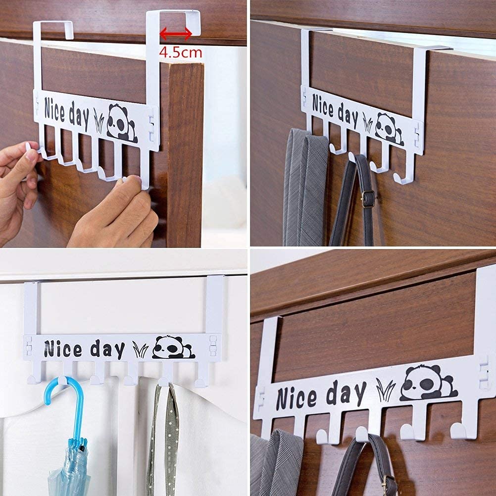 SYGA 6 Hooks Hanger Over The Door Hook Hanger (White, Pack of 2), Alloy Steel