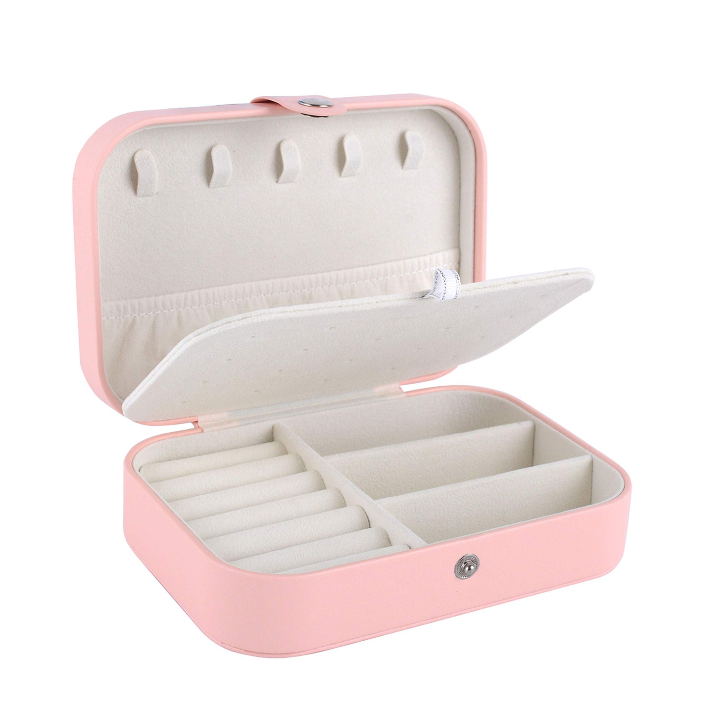 Jewelry Box Necklace Ring Storage Organizer Earrings Holder Jewelry Case Portable Travel Jewelry Cabinet Gift Case for Women Double Layer Pink 503002 (Just Case)