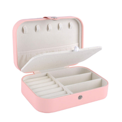 Jewelry Box Necklace Ring Storage Organizer Earrings Holder Jewelry Case Portable Travel Jewelry Cabinet Gift Case for Women Double Layer Pink 503002 (Just Case)