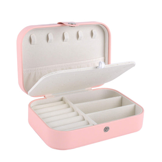 Jewelry Box Necklace Ring Storage Organizer Earrings Holder Jewelry Case Portable Travel Jewelry Cabinet Gift Case for Women Double Layer Pink 503002 (Just Case)