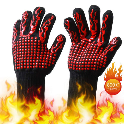 OBAY Kitchen Fireproof Gloves Heat Resistant Thick Silicone Cooking Baking Barbecue Oven Gloves BBQ Grill Mittens Dropshipping