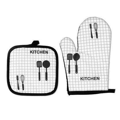 BaByLeisure Heat Resistant Cooking Gloves Oven Mitts Soft Cotton Lining Kitchen Glove Non-Slip Oven Glove and Pot Holder Set Thickened Oven Gloves for Cooking, Baking, Grilling