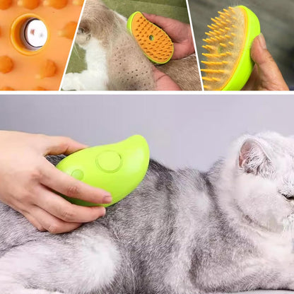 TONGXIYU Steamy Cat Brush, Cat Steamy Brush, 3-in-1 Steam Brush for Cats, Cat Care Brush, Pet Hair Removal Comb for Cats and Dogs