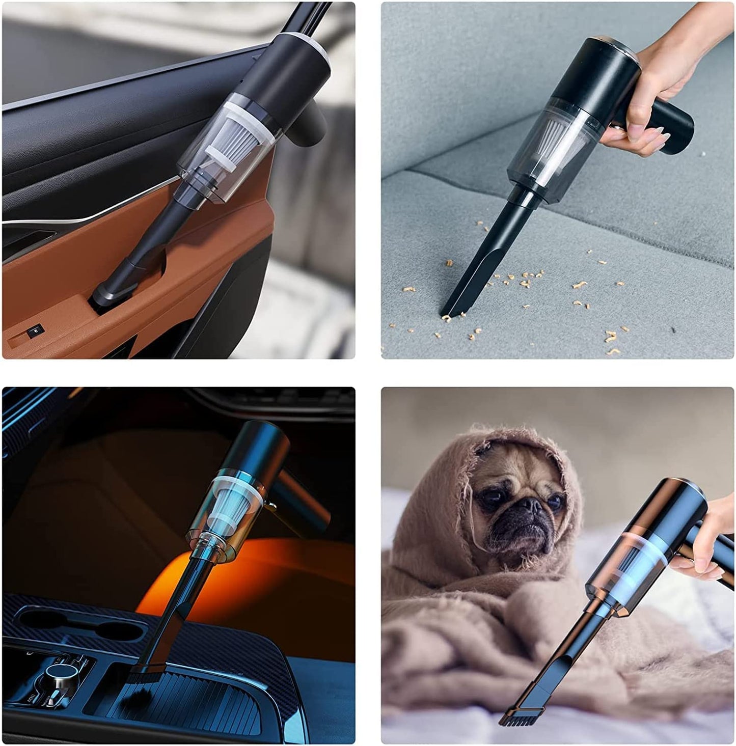 Mini Handheld Vacuum -Cordless Rechargeable Portable Vacuum Cleaner with LED Light, USB Vacuum Cleaner for Car,Home, Keyboard, Pet Hair (White)