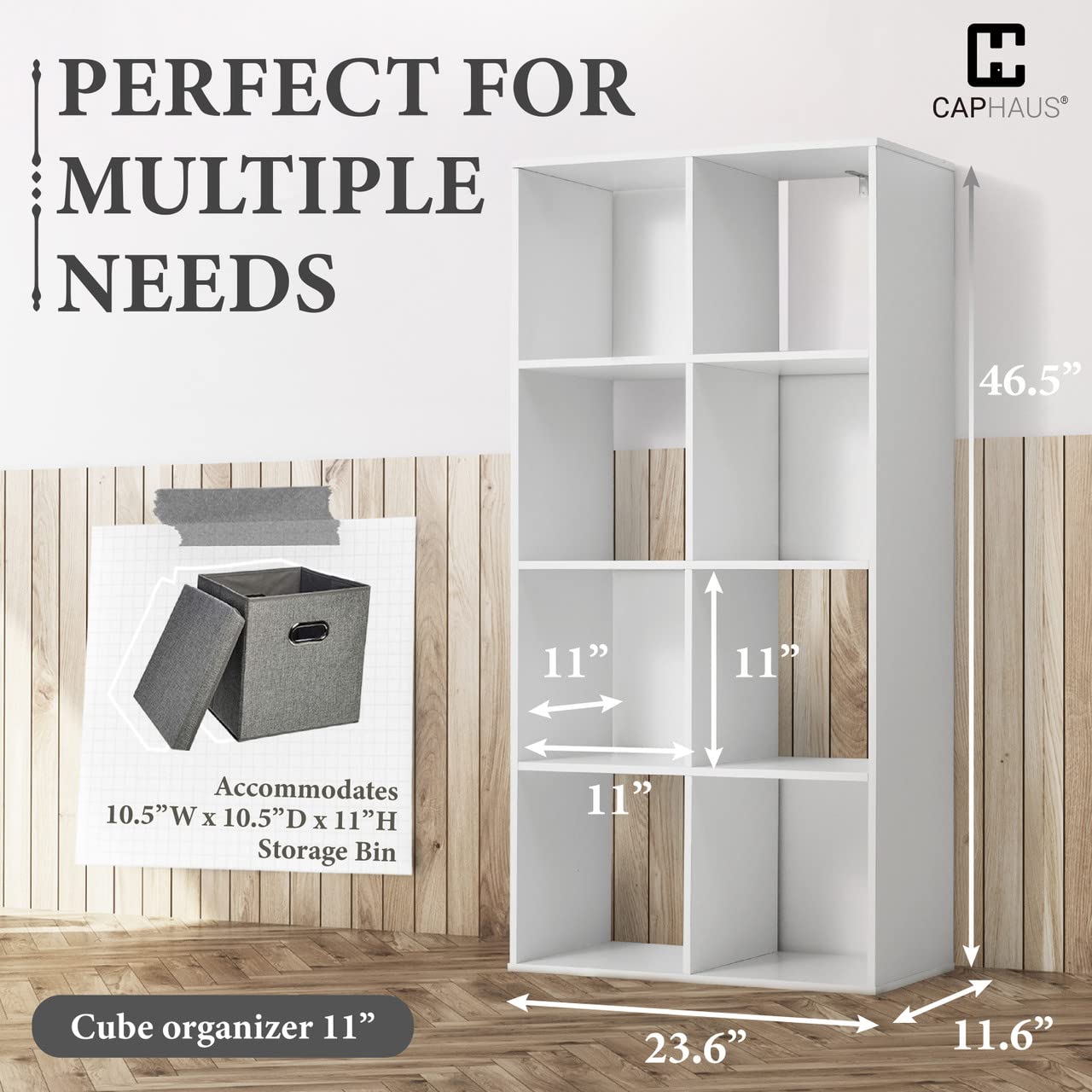 Cube Storage Organizer Shelf, Bookcase with Back Panels and Exterior Edge, Versatile Room Divider, Multi-Cube Options, Modern and Sturdy Shelving (Rustic Grey Oak)