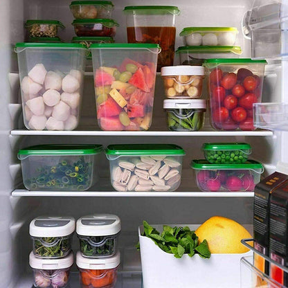 FIZZYBERRIES 17 Psc Food Storage Container with Lids Storage Box Set Meal Prep Microwave Safe Modern-look Green Clear