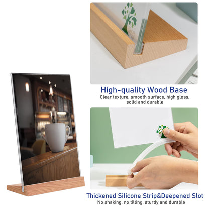 Acrylic Sign Holder, A4 Size Clear Slanted Display Stand for Menus and Notices, Ideal for Restaurant Counters, Tables, Cafés and Food Stalls, Easy to Read and Change, Clear