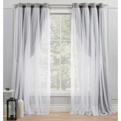 INtex CURTAINS HOUSE Sheer Voile Curtain Panel with Blackout Lining and Steel Grommets Light Filtering Room Darkening 1 Piece for Living Room or Bedroom (150W x 265L CM, Navy)
