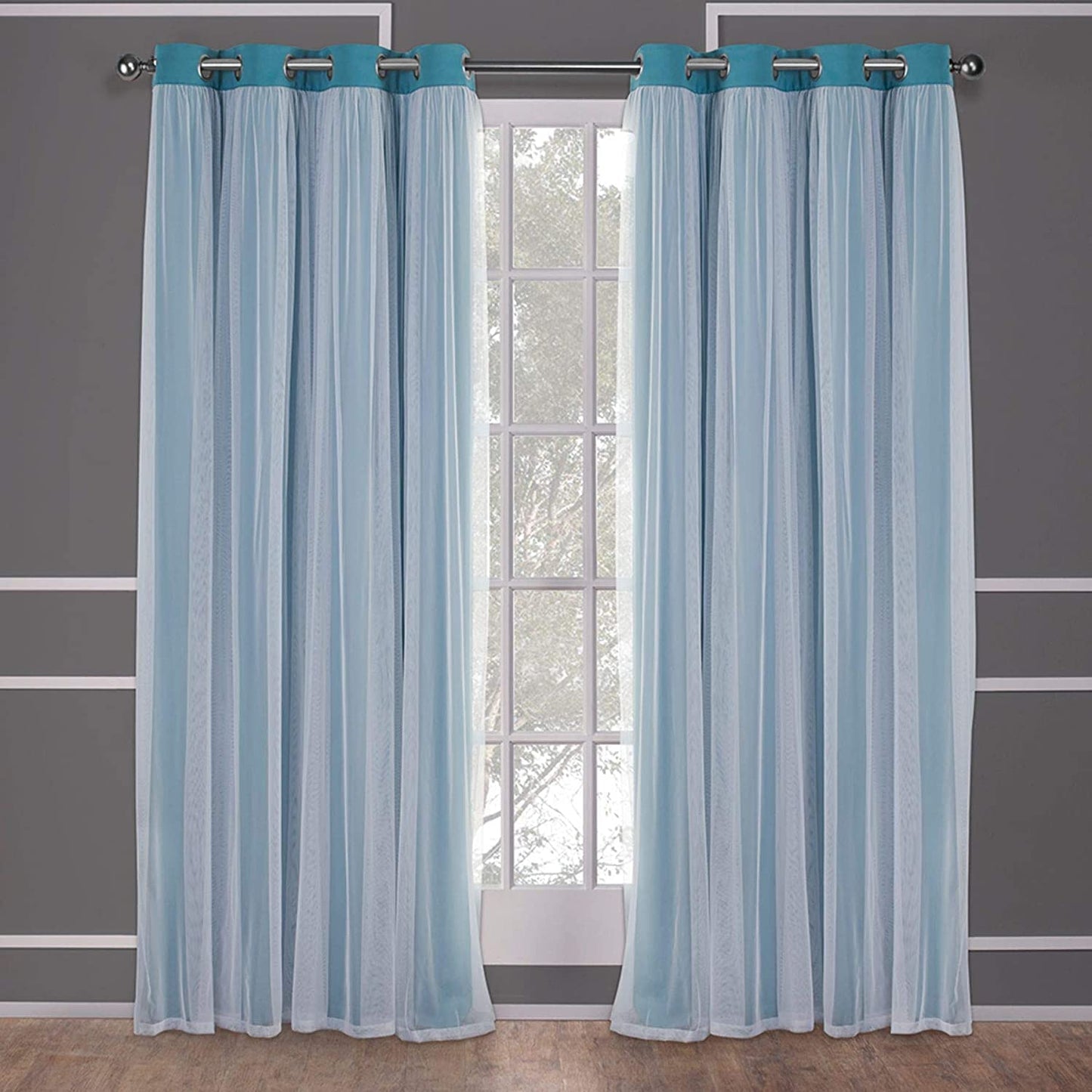 Voile Sheer Panel Pair with Insulated Blackout Room Dark,Rich steel Grommet, Set of 1 Panel