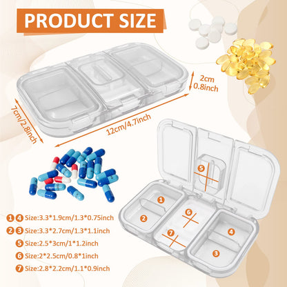 Roucerlin Pill Cutter for Small or Large Pills, Transparent Pill Splitter, Portable Pill Organizer with Stainless Steel Blade, Tablet Divider for Vitamins Big Medicine (White)