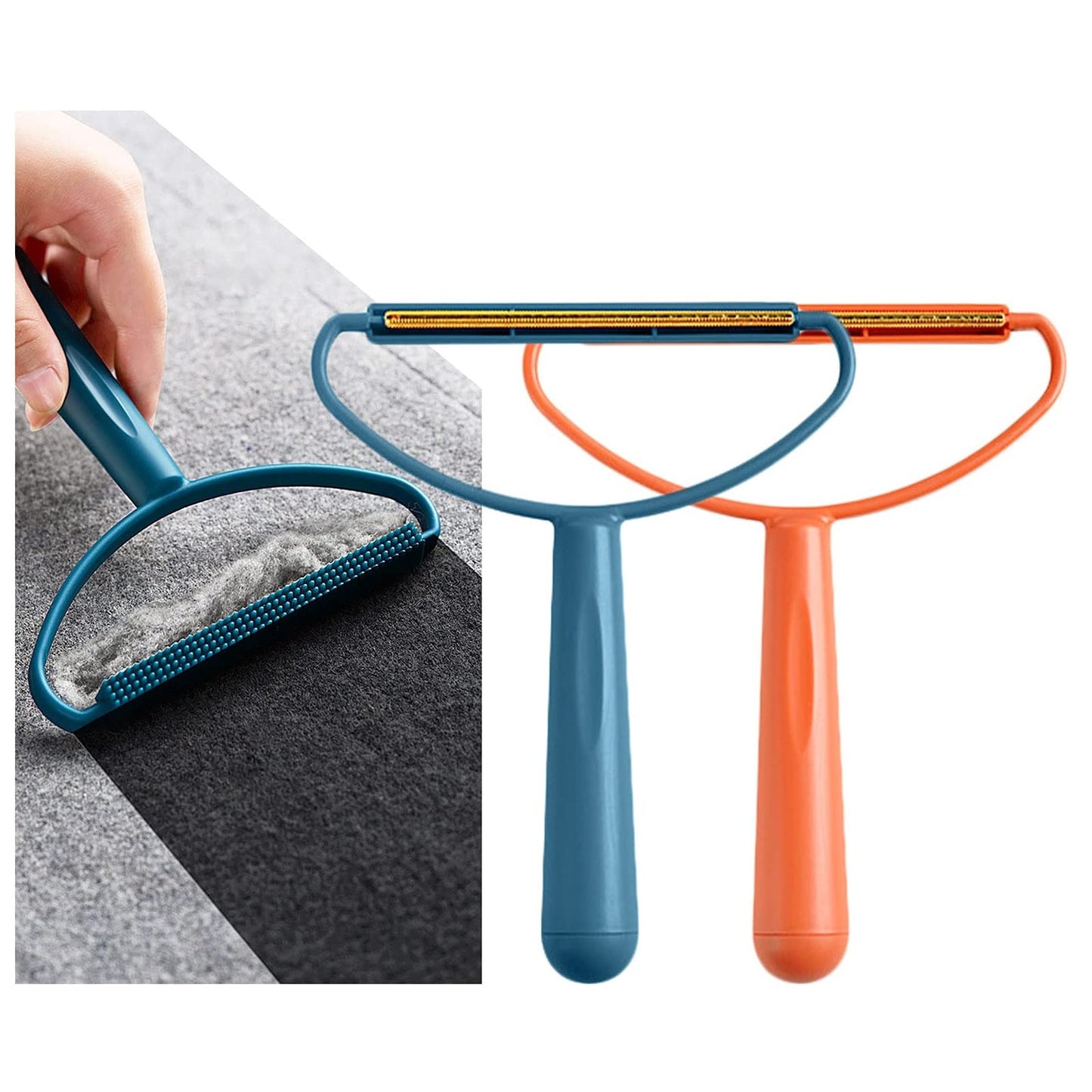 Glumes Portable Lint Remover, Lint Roller, Manual Double Sided Clothes Fuzz Shaver, Reusable Lint Cleaner for Removing Dust Pet Hair from Carpet, Clothing and Furniture 1 Pack (Blue)