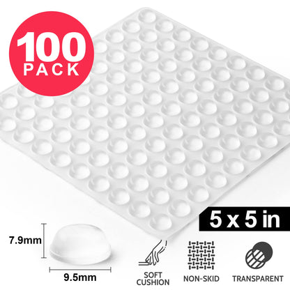 Zulay Home Cabinet Bumpers Clear Rubber Adhesive Pads - Cabinet Stoppers - Pack of 100