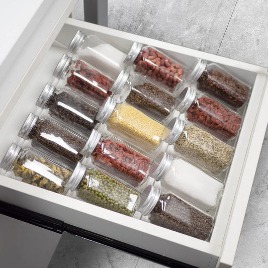 2-Pack Acrylic Spice Drawer Organizer, 3-Tier Clear Expandable Insert Tray for Cabinets, Pantry, or Countertop, Invisible Spice Rack for Kitchen Storage and Easy Access, Transparent Design