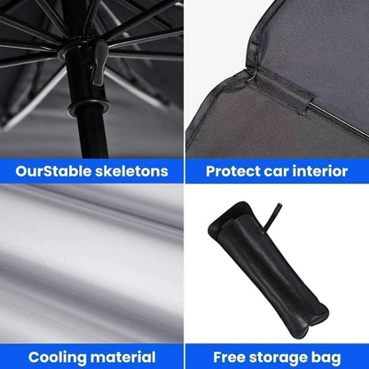 Car Umbrella Sun Shade Cover, Foldable Sun Shades Car for Windshield Parasol to Keep Your Vehicle Cool and Damage Free, Block Heat UV Rays Sun Visor Protector, Easy to Use (57 * 31 Inch)