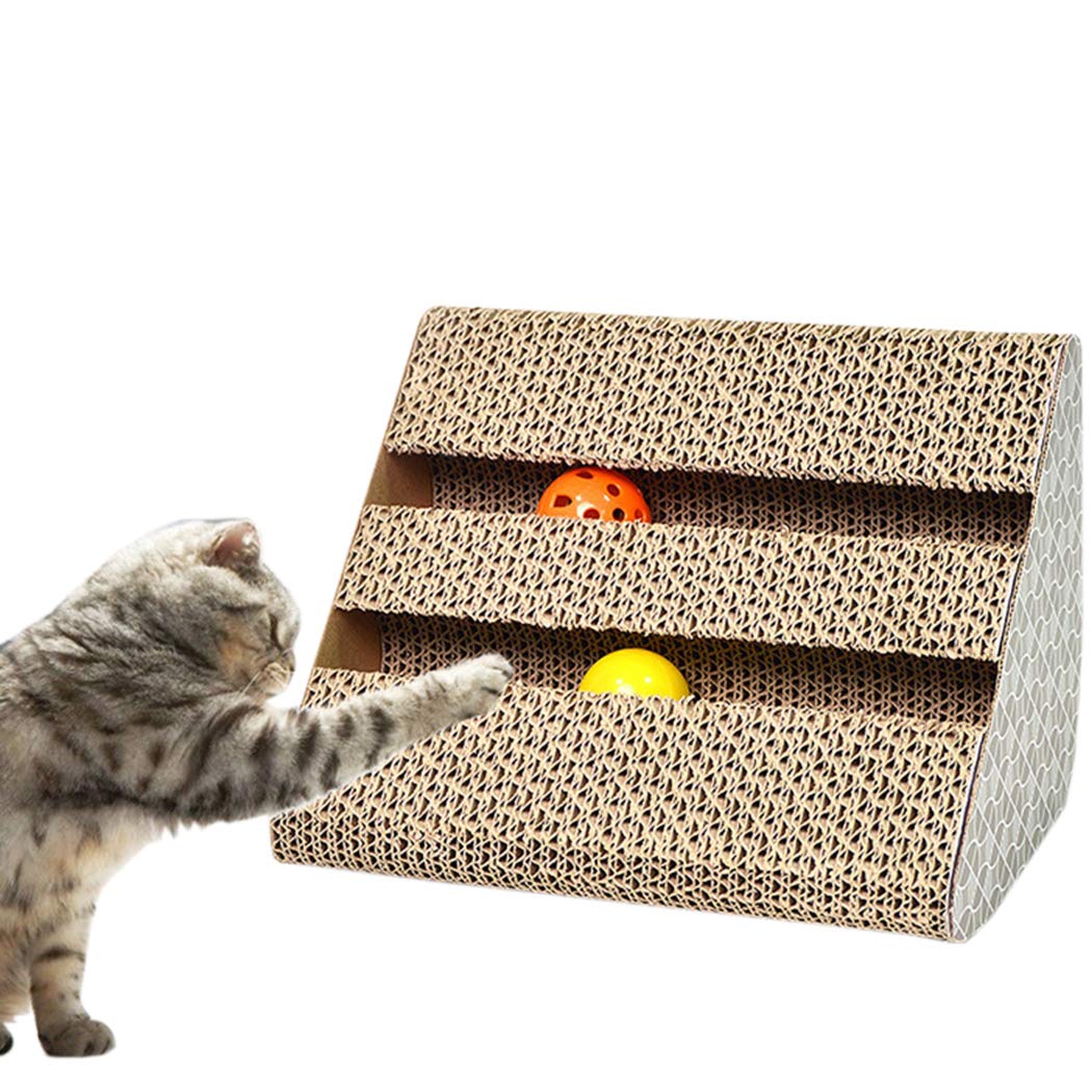 Legendog Cat Scratch Board Corrugated Paper Kitten Toy Kitten Scratcher Cat Toy with Bell Ball