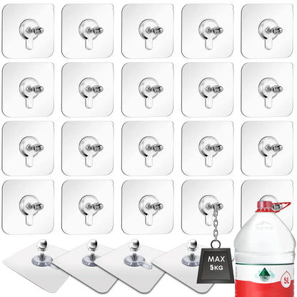Srup 24 Pieces Clear Self Adhesive Wall Hangers, Transparent Adhesive Hooks, Transparent Adhesive Stickers, Picture Hooks, Painting, Clock, No Drilling