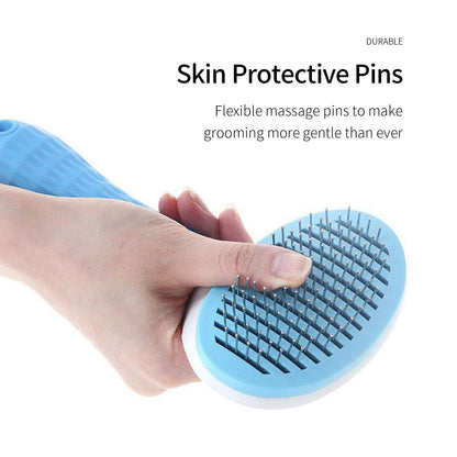 claws & tails Soft Slicker Cat Brush Dog Brush, with Self Cleaning Function, Pet Grooming Comb Gently Removes Long and Loose Undercoat Blue (Assorted Colors)