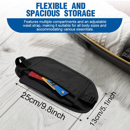 WKRTDY 1 x Flat Waterproof Bum Bag with RFID Protection, Anti-Theft Security and Sports Belt, Ideal as a Men's or Women's Wallet, Waist Bag or Neck Pouch