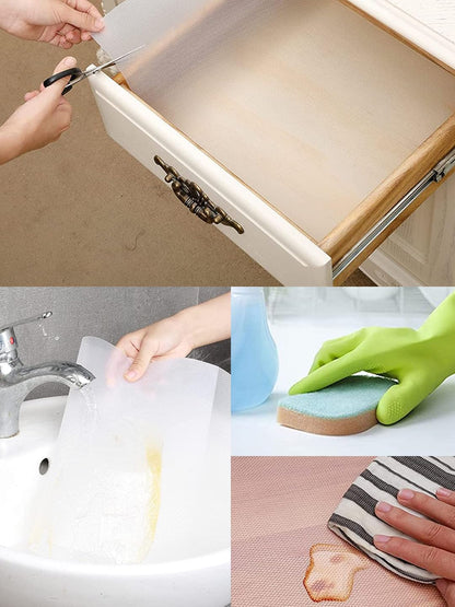 TIED RIBBONS Shelf Liner Anti Slip Skid Resistant Grip EVA Mat (1 Roll, 45 cm x 300 cm, White) for Wardobe Kitchen Bathroom Shelves Drawer Fridge Cupboard Dining Table Place Mat