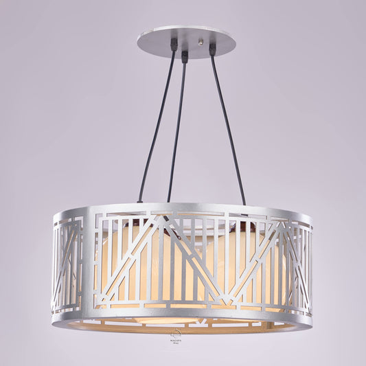 Nagafa Shop, Modern Silver Triangular Wood Chandelier, Chandelier, Patchi