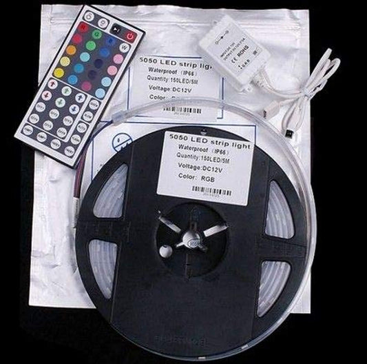 Waterproof 5050 5M 150 SMD RGB LED Remote Controller Strip Light (H4704)