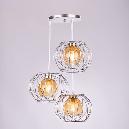 دلايه سقف مودرن رموش فضي من الالومنيوم 3 لمبه من نجفه شوب